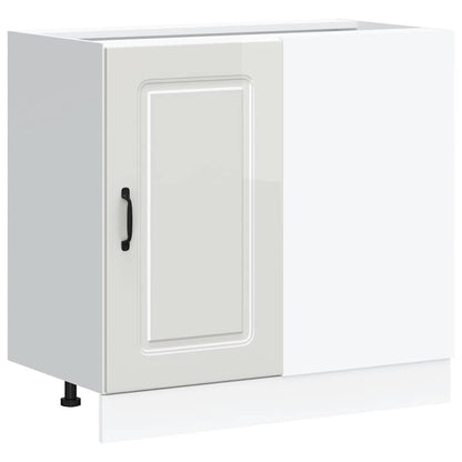 Kitchen Base Cabinet "Kalmar" High Gloss White Engineered Wood