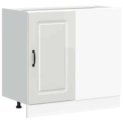 Kitchen Base Cabinet "Kalmar" High Gloss White Engineered Wood