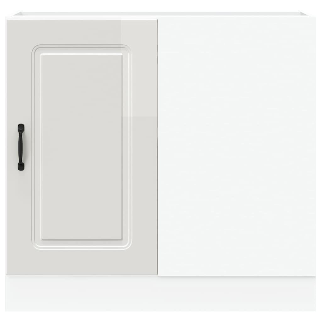 Kitchen Base Cabinet "Kalmar" High Gloss White Engineered Wood