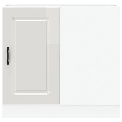 Kitchen Base Cabinet "Kalmar" High Gloss White Engineered Wood