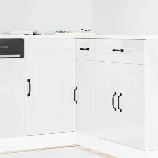 Kitchen Base Cabinet "Kalmar" High Gloss White Engineered Wood