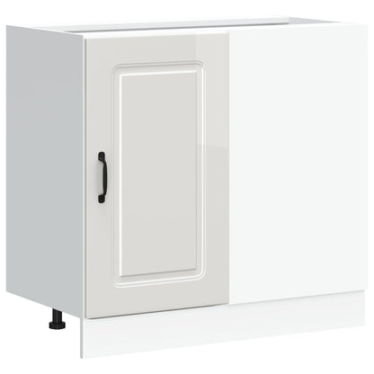 Kitchen Base Cabinet "Kalmar" High Gloss White Engineered Wood