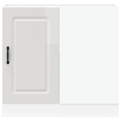 Kitchen Base Cabinet "Kalmar" High Gloss White Engineered Wood