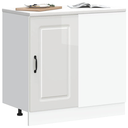 Kitchen Base Cabinet "Kalmar" High Gloss White Engineered Wood