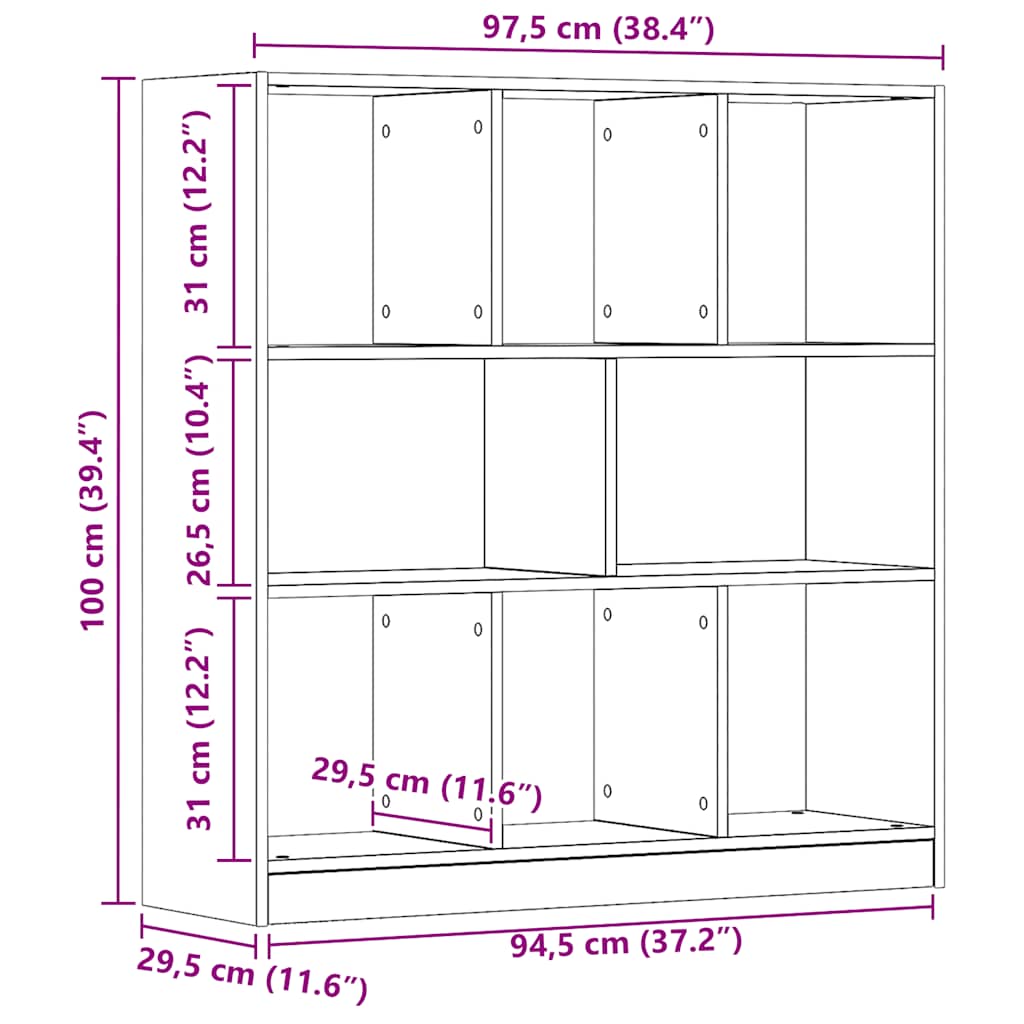 Book Cabinet Artisan Oak 97,5x29,5x100 cm Engineered Wood