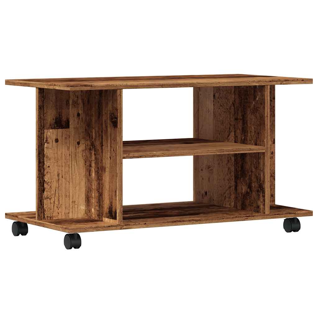 TV Cabinet with Castors Old Wood 80x40x45 cm Engineered Wood