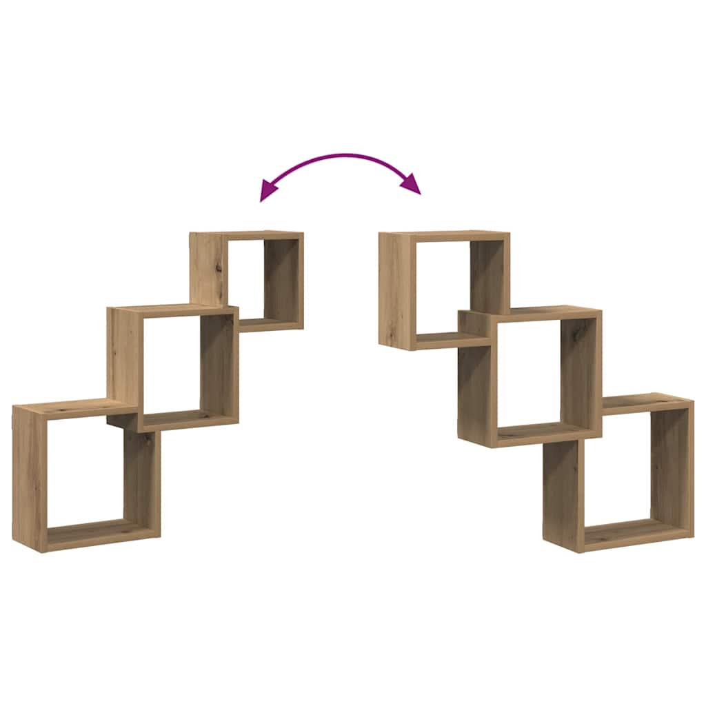 Wall Cube Shelves Artisan Oak 68x15x68 cm Engineered Wood