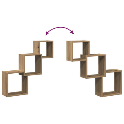 Wall Cube Shelves Artisan Oak 68x15x68 cm Engineered Wood