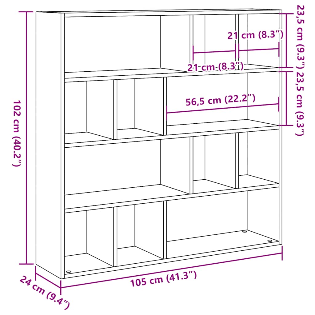 Book Cabinet/Room Divider Artisan Oak 105x24x102 cm