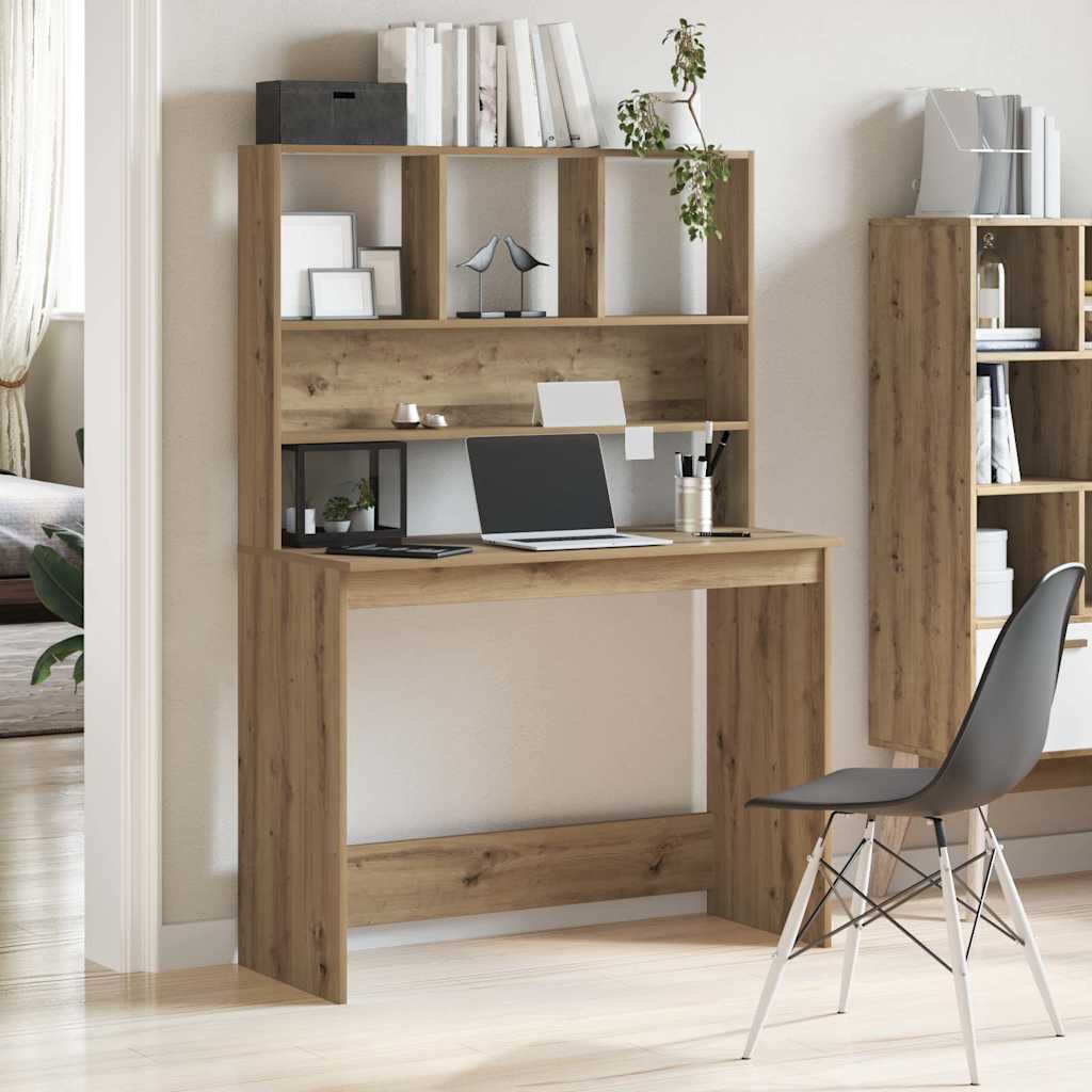 Desk with Shelves Artisan Oak 102x45x148 cm Engineered Wood