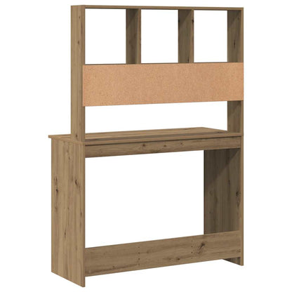 Desk with Shelves Artisan Oak 102x45x148 cm Engineered Wood