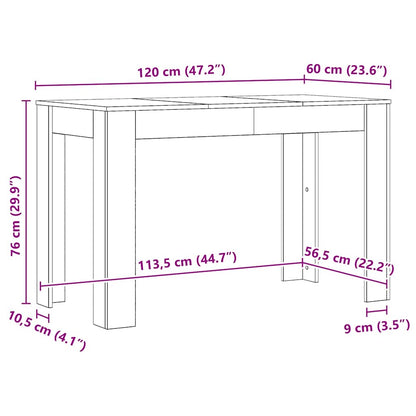 Dining Table Artisan Oak 120x60x76 cm Engineered Wood