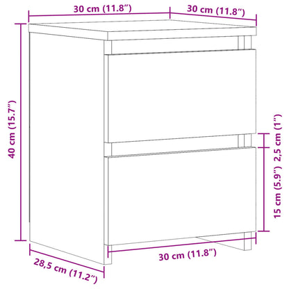 Bedside Cabinets 2 pcs Old Wood 30x30x40 cm Engineered Wood