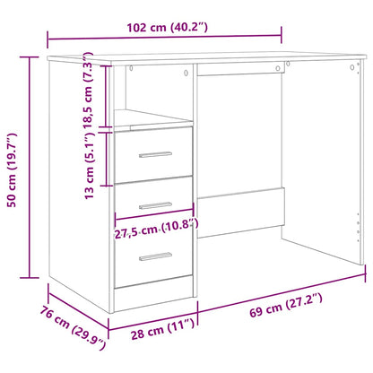 Desk Old Wood 102x50x76 cm Engineered Wood
