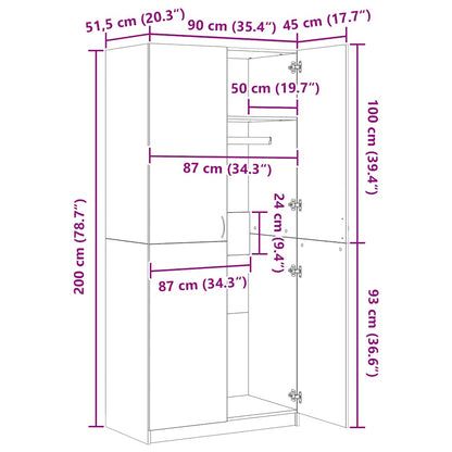 Wardrobe Old Wood 90x52x200 cm Engineered Wood