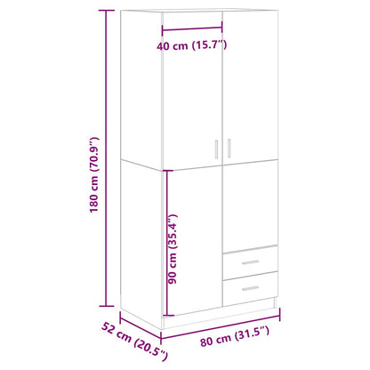 Wardrobe Old Wood 80x52x180 cm Engineered Wood