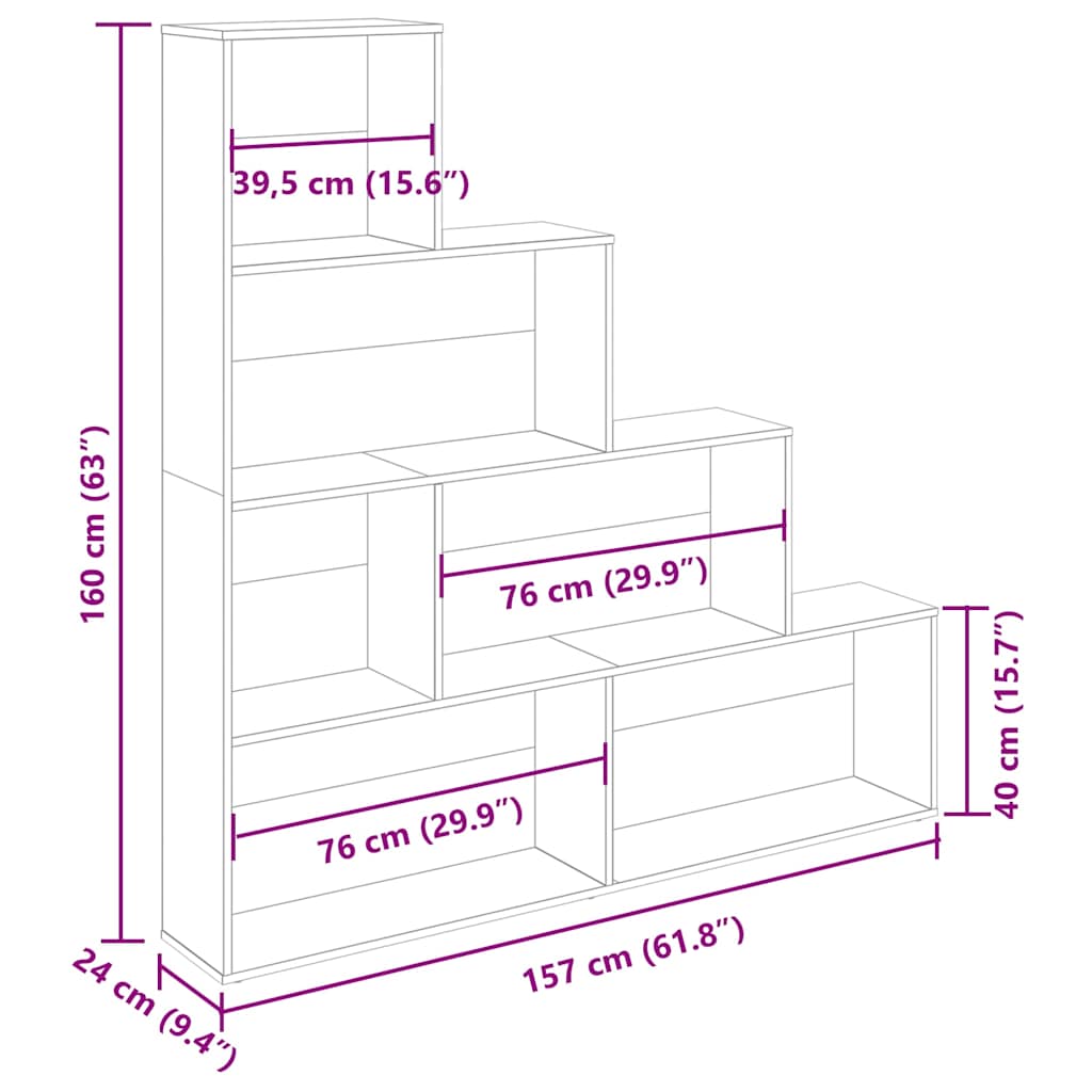Book Cabinet Artisan Oak 157x24x160 cm Engineered Wood