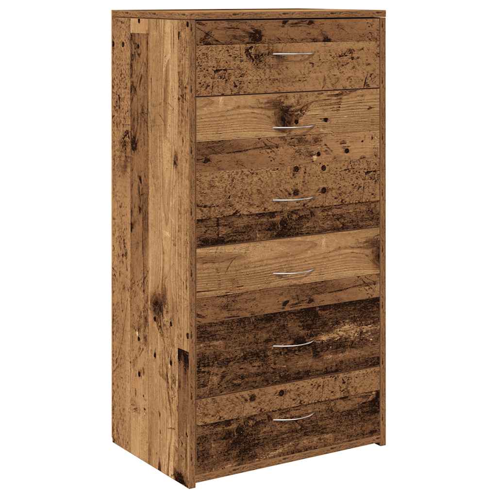 Sideboard with 6 Drawers Old Wood 50x34x96 cm Engineered Wood