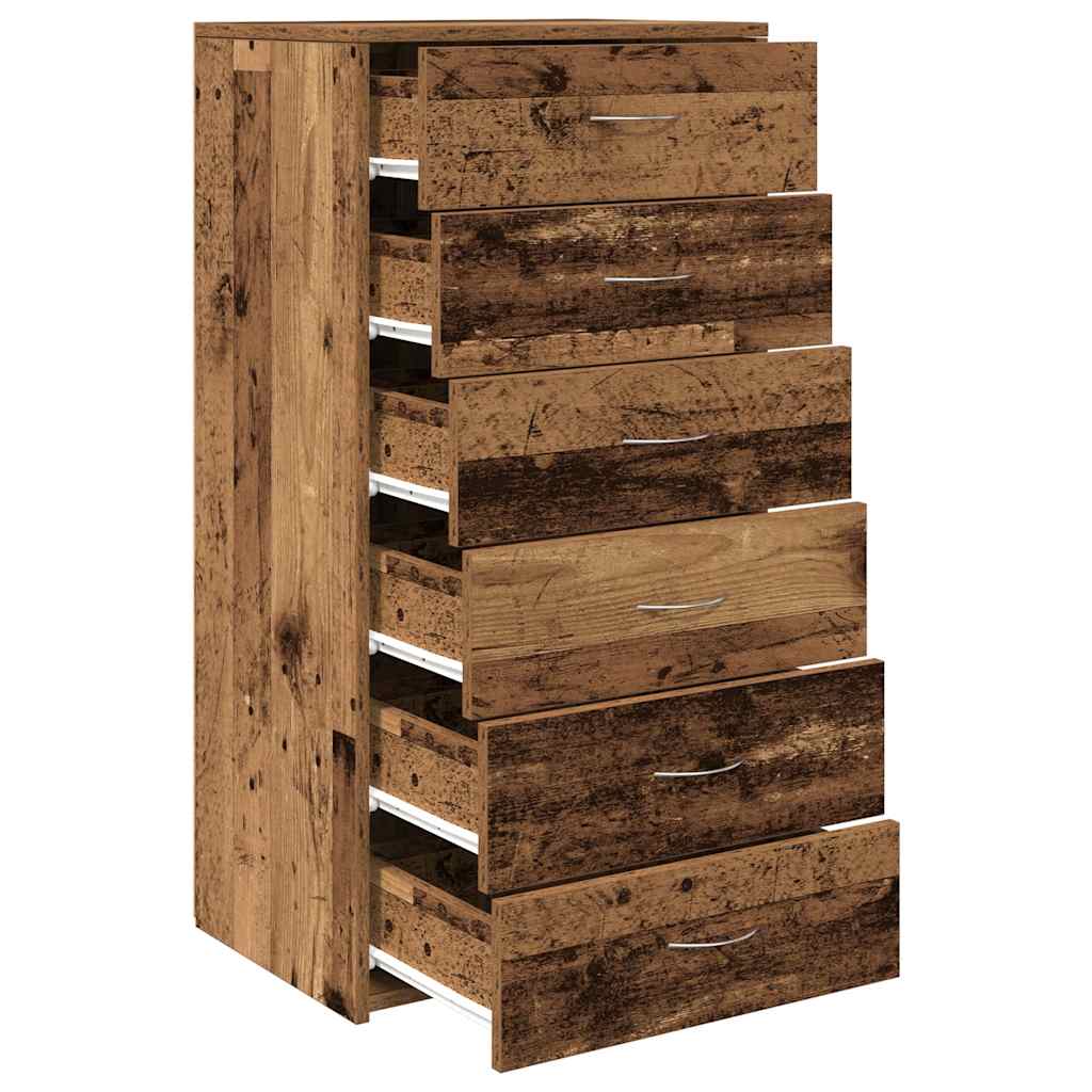 Sideboard with 6 Drawers Old Wood 50x34x96 cm Engineered Wood