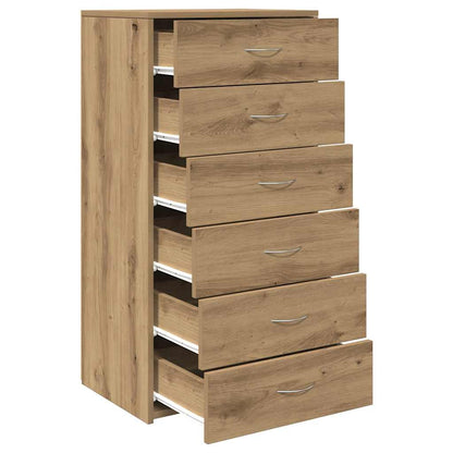 Sideboard with 6 Drawers Artisan Oak 50x34x96 cm Engineered Wood