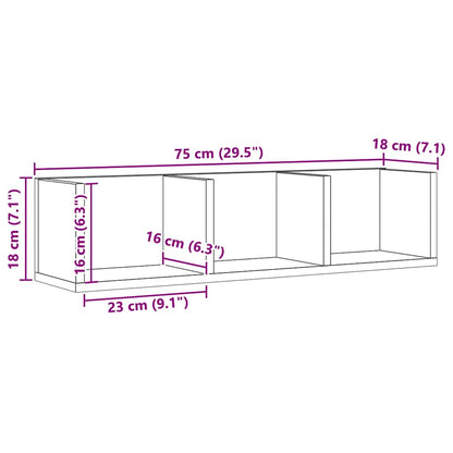 CD Wall Shelf Artisan Oak 75x18x18 cm Engineered Wood