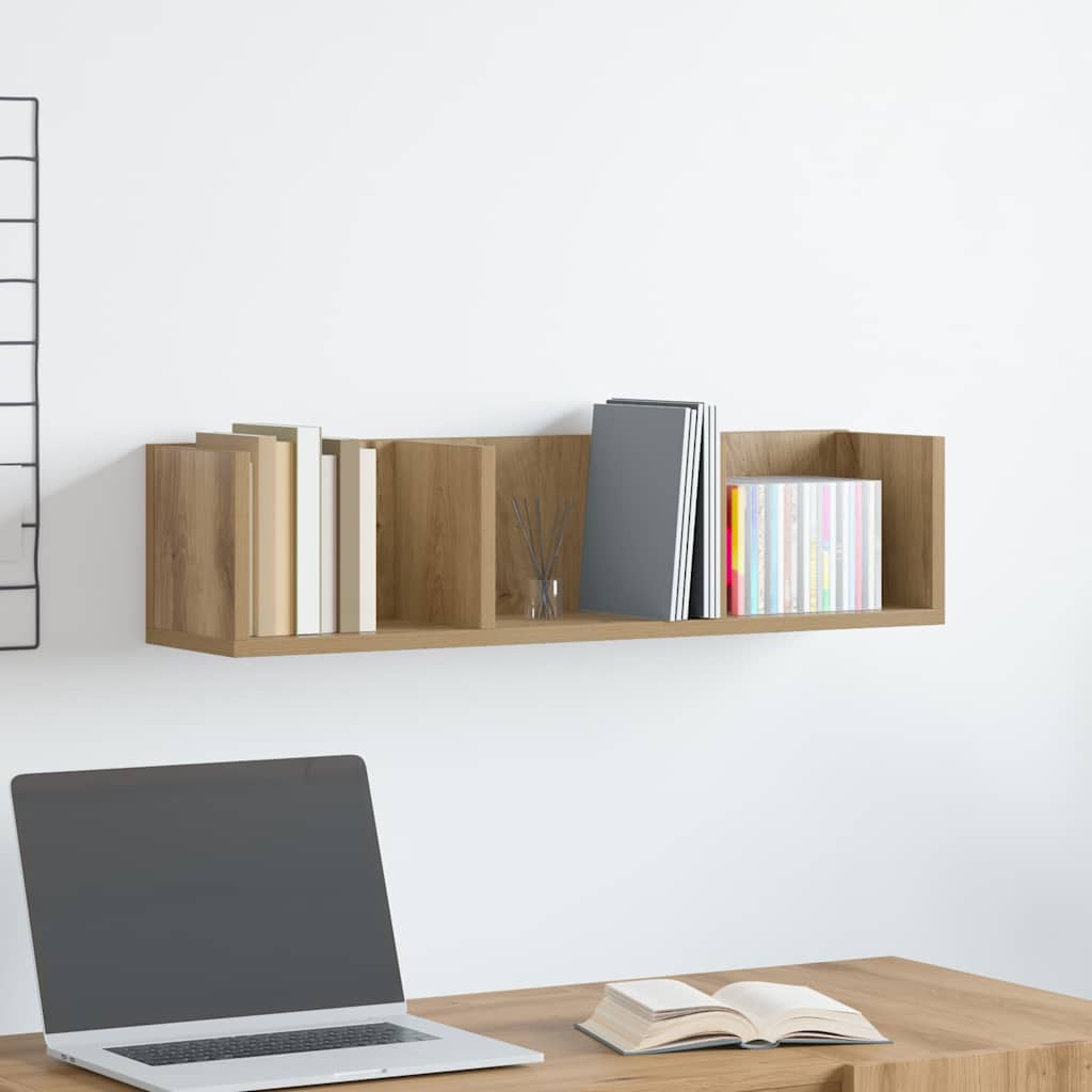 CD Wall Shelf Artisan Oak 75x18x18 cm Engineered Wood