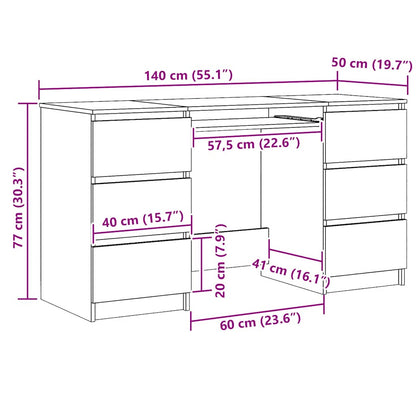Writing Desk Artisan Oak 140x50x77 cm Engineered Wood