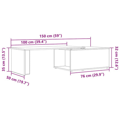 Coffee Table Old Wood 150x50x35 cm Engineered Wood