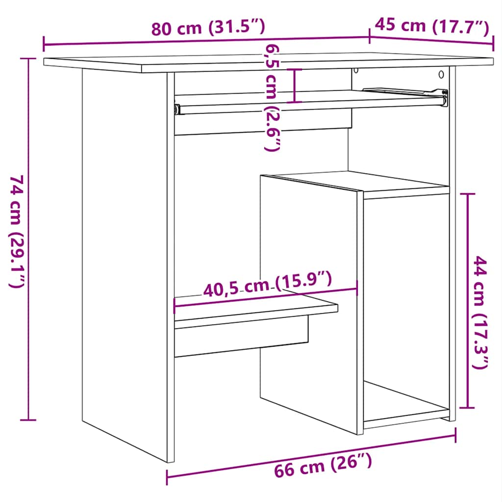 Desk Old Wood 80x45x74 cm Engineered Wood