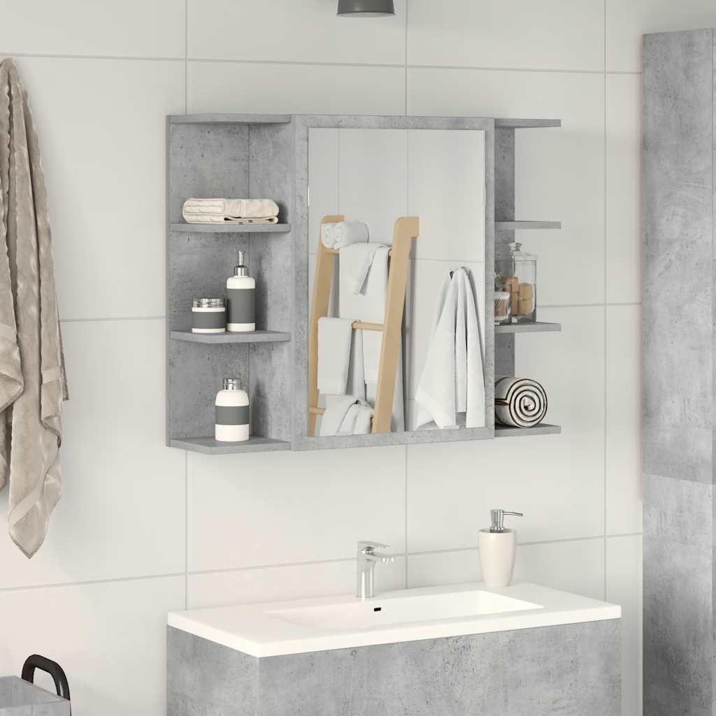 Bathroom Mirror Cabinet Concrete Grey 80x20.5x64 cm