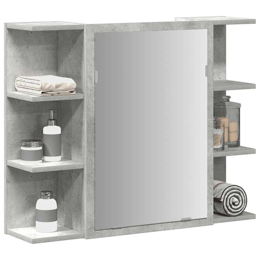Bathroom Mirror Cabinet Concrete Grey 80x20.5x64 cm