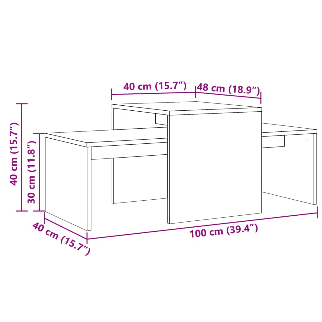 Coffee Table Old Wood 100x48x40 cm Engineered Wood