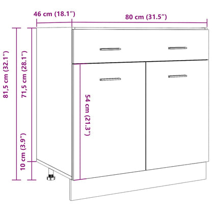 Drawer Bottom Cabinet Lyon Concrete Grey 80x46x81.5 cm Engineered Wood