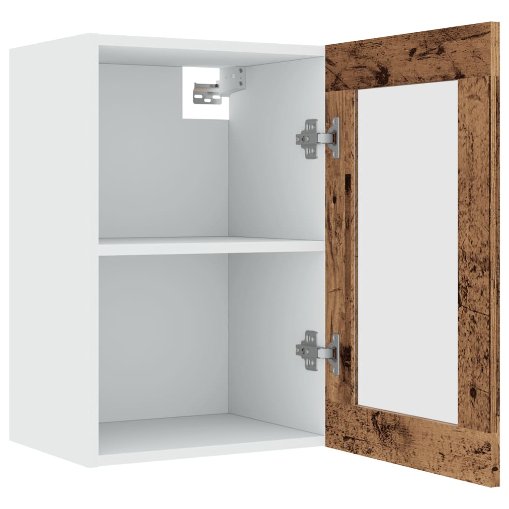 Hanging Glass Cabinet Lyon Old Wood 40x31x60 cm Engineered Wood