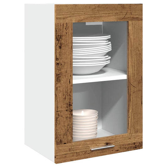 Hanging Glass Cabinet Lyon Old Wood 40x31x60 cm Engineered Wood