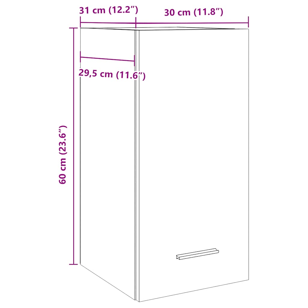 Hanging Cabinet Lyon Old Wood 30x31x60 cm Engineered Wood