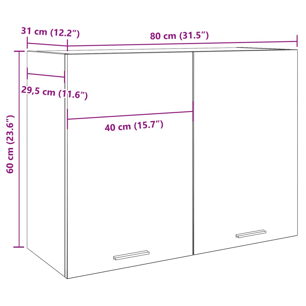 Hanging Cabinet Lyon Old Wood 80x31x60 cm Engineered Wood