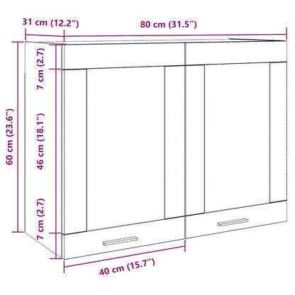 Hanging Glass Cabinet Lyon Artisan Oak 80x31x60 cm Engineered Wood