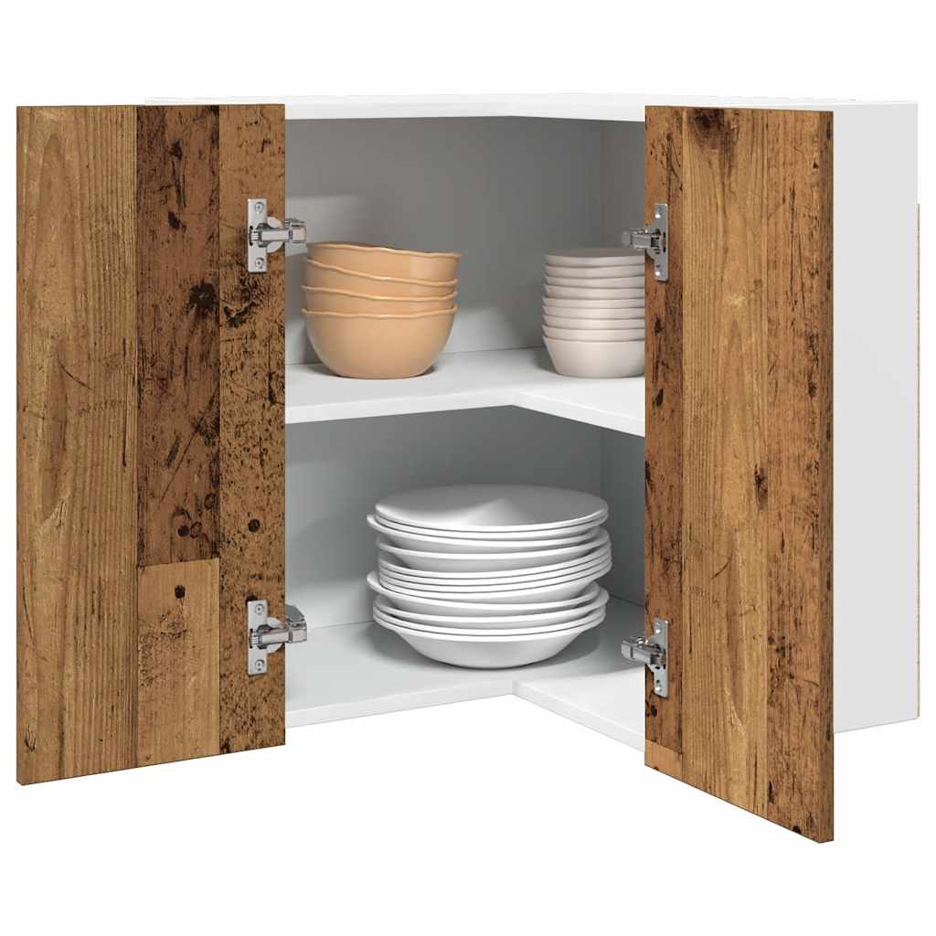 Hanging Corner Cabinet Lyon Old Wood 57x57x60 cm Engineered Wood