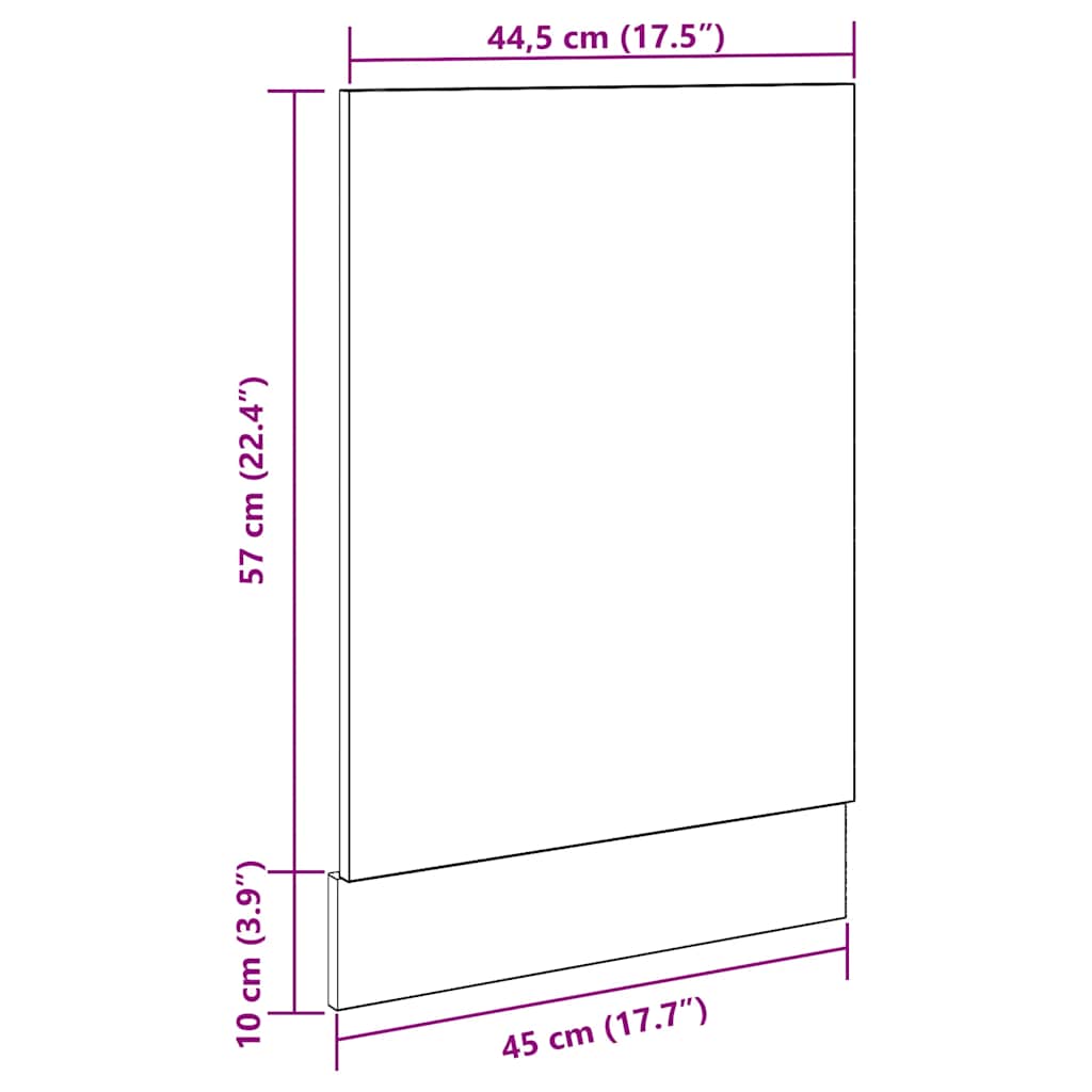 Dishwasher Panel Lyon Concrete Grey 45x3x67 cm