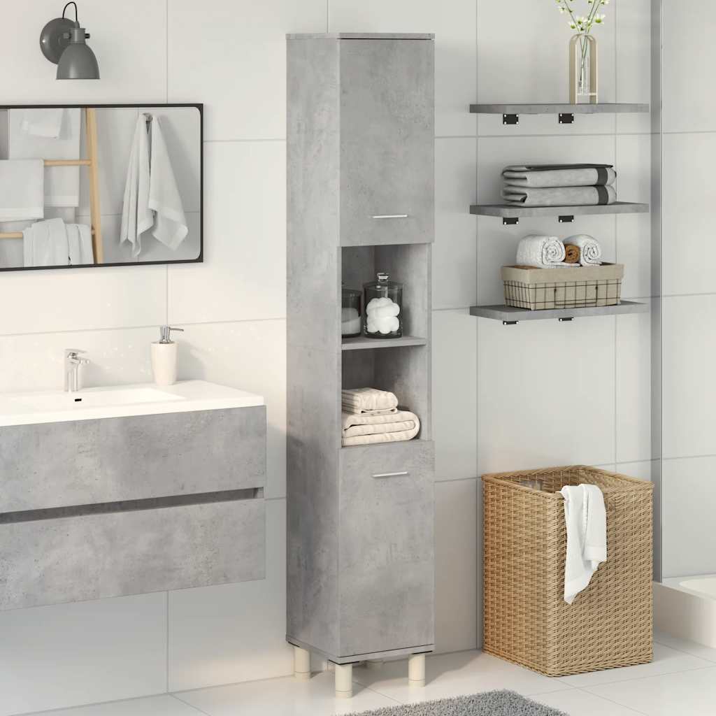 Bathroom Cabinet Concrete Grey 30x30x179 cm Engineered Wood