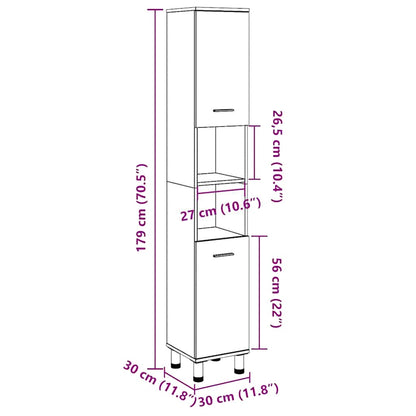 Bathroom Cabinet Concrete Grey 30x30x179 cm Engineered Wood