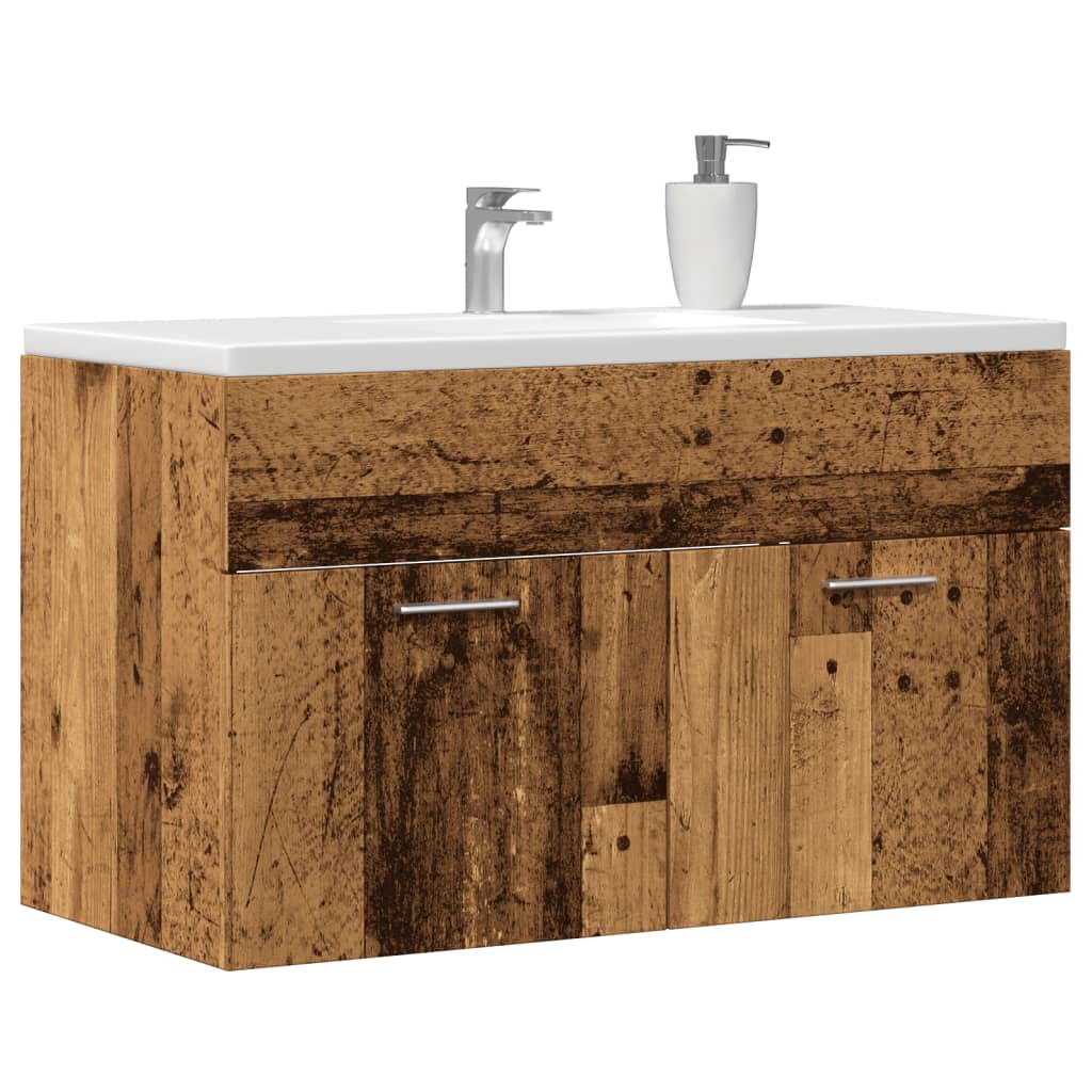 Bathroom Sink Cabinet Old Wood 90x38,5x46 cm Engineered Wood