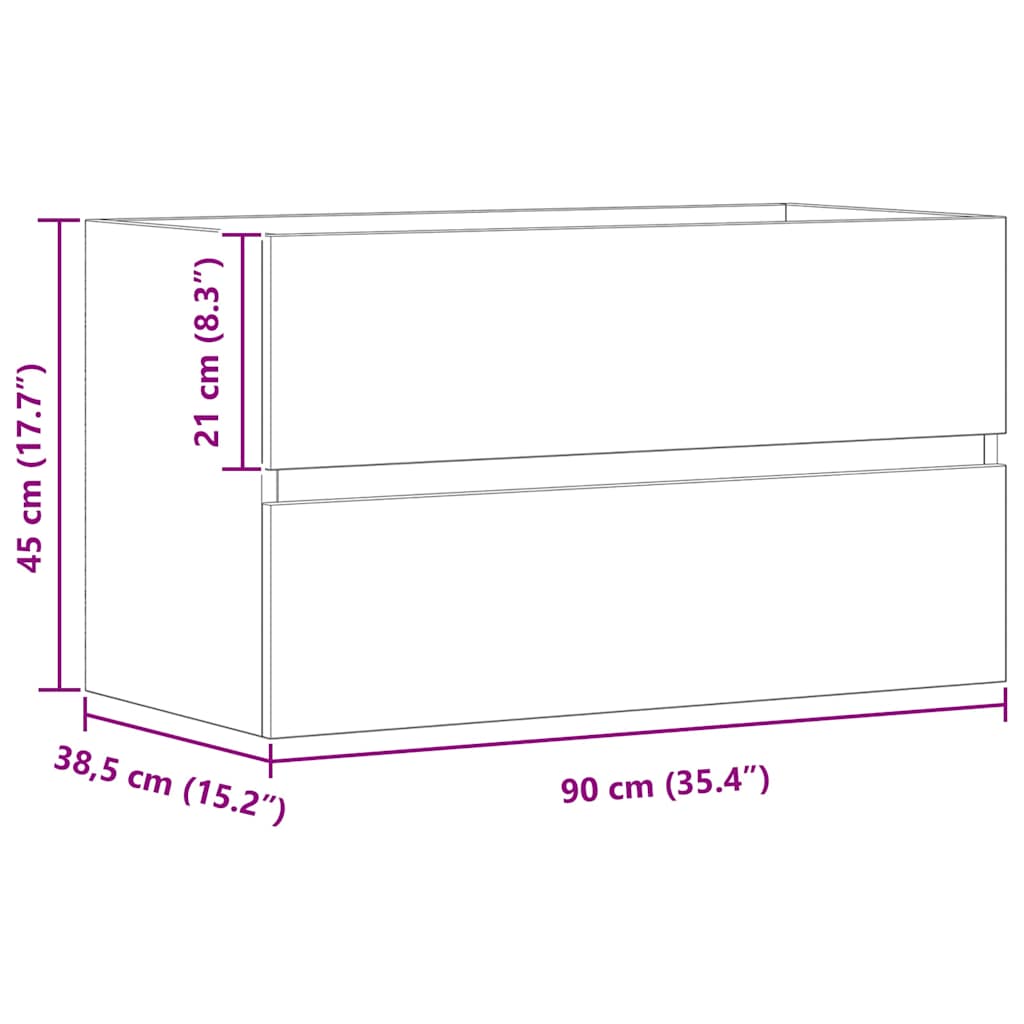 Sink Cabinet Artisian Oak 90x38.5x45 cm Engineered Wood