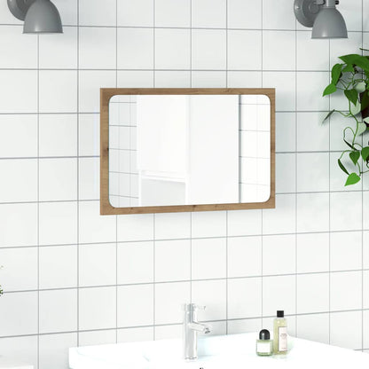 Bathroom Mirror with LED Light Artisan Oak 60x8.5x38 cm