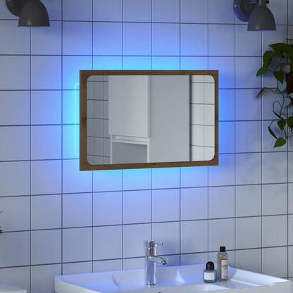 Bathroom Mirror with LED Light Artisan Oak 60x8.5x38 cm