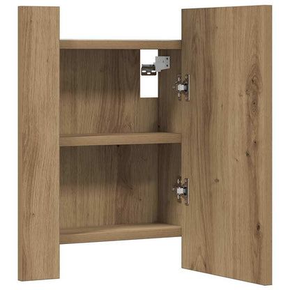 LED Bathroom Mirror Cabinet Artisan Oak 40x12x45 cm Engineered Wood