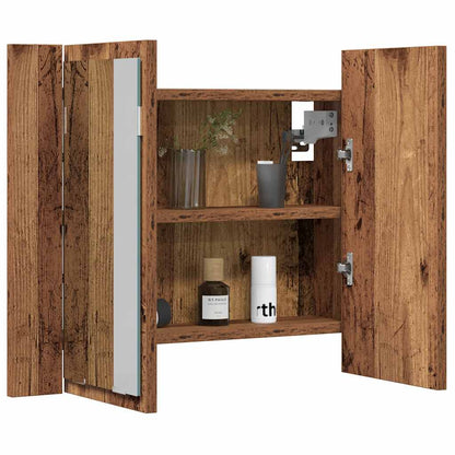 LED Mirror Cabinet Old Wood 60x12x45 cm Engineered Wood