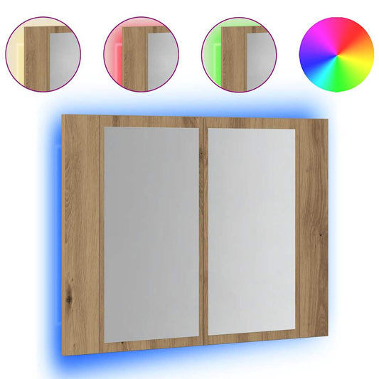 LED Mirror Cabinet Artisan Oak 60x12x45 cm Engineered Wood