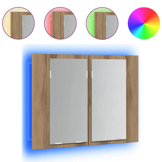 LED Mirror Cabinet Artisan Oak 60x12x45 cm Engineered Wood